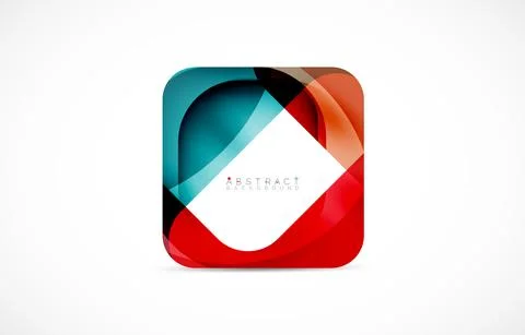 Minimal background. Abstract square shape with round corners created with wavy Illustrazione stock