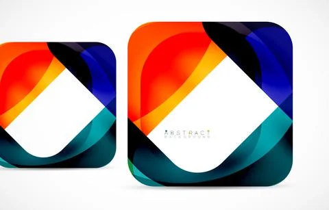 Minimal background. Abstract square shape with round corners created with wavy Illustrazione stock