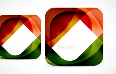 Minimal background. Abstract square shape with round corners created with wavy Illustrazione stock