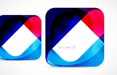 Minimal background. Abstract square shape with round corners created with wavy Illustrazione stock