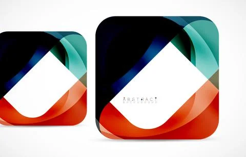 Minimal background. Abstract square shape with round corners created with wavy Illustrazione stock