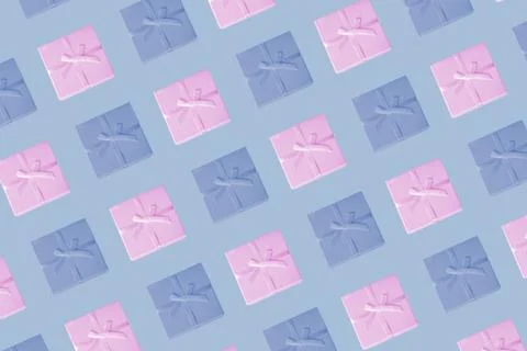 Minimal Background Composition of Pastel Pink and Blue Christmas Gift Boxes.. Stock Illustration