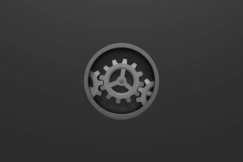 Minimal background of gear. 3D rendering. Stock Illustration