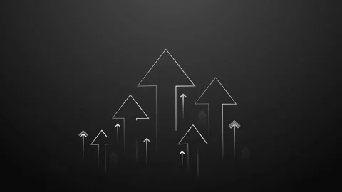Minimal background with hand drawn upward arrows in different sizes animation Video stock 337266996