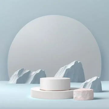 Minimal Background, Mock Up Scene, Podium with rocks, For Product Display, .. Illustrazione stock