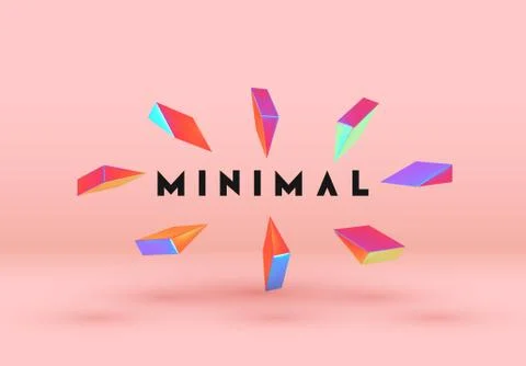 Minimal background with realistic 3d objects. Abstract geometric triangular a Stock Illustration