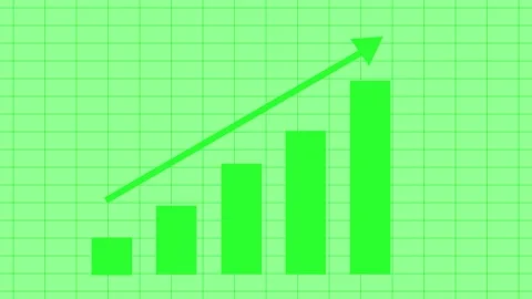 Minimal bar chart with rising bars and upward arrow growth and progress ani.. Stock Footage 337176868