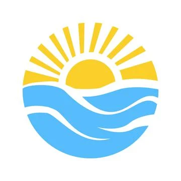 Minimal Beach Sun Symbol Vector Stock Illustration