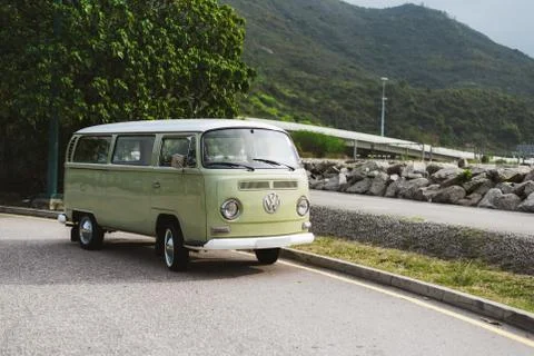 Minimal Beach Van 写真素材