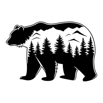 Minimal Bear Silhouette Vector (1) vector illustration design 29 Stock Illustration