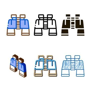Minimal binoculars icon vector outline Stock Illustration