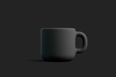 Minimal Black 3D Mug on Dark Background Stock Illustration
