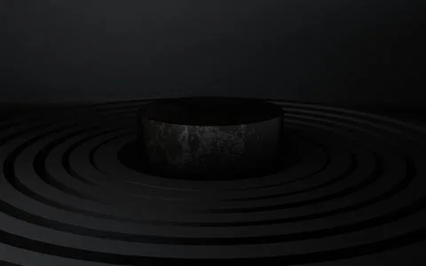 Minimal black 3d rendering schene for product design with circle podium Stock Illustration