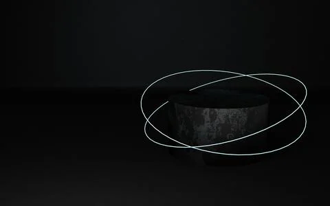 Minimal black 3d rendering schene for product design with circle podium Stock Illustration