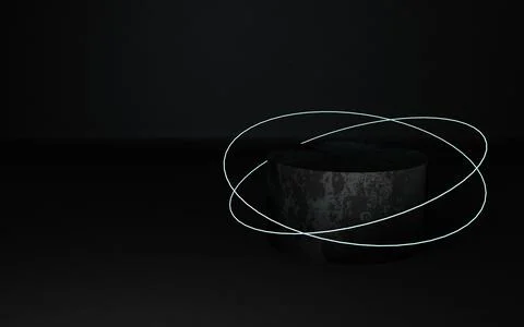Minimal black 3d rendering schene for product design with circle podium Stock Illustration