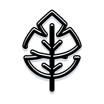 Minimal black abstract leaf icon design 库存插图