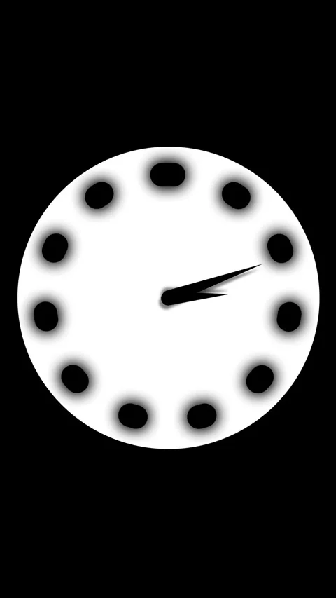 Minimal black and white analog clock showing time. Minimal black and white .. Stock Footage 345719777