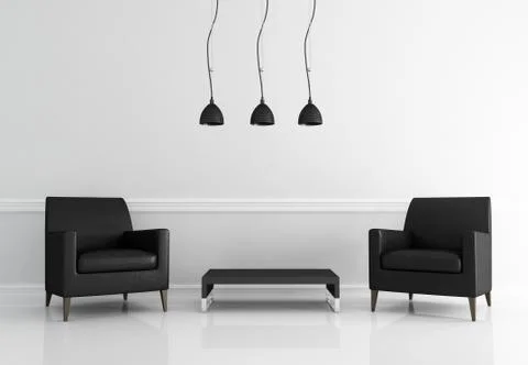 Minimal black and white living room Stock Illustration