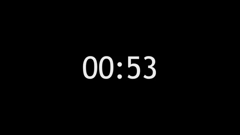 Minimal black background with modern white digital timer counting down from 1:00 Stock-Footage 314286271