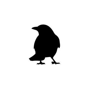 Minimal Black Bird Silhouette Vector Standing Isolated on Light Background Stock-Illustration