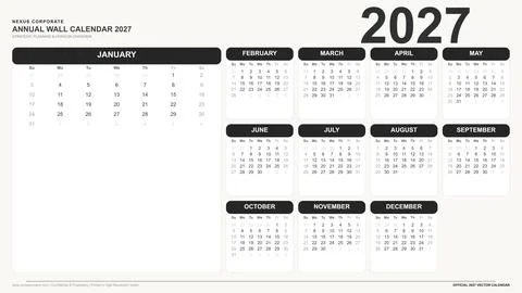 Minimal Black Calendar 2027 Template Stock Illustration