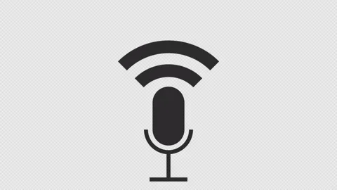 Minimal Black Microphone Audio Recording Icon 4K Loop Alpha Stock Footage 338169523