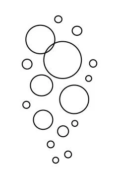 Minimal black outline soap bubbles composition. Clean line art circles for Stock Illustration