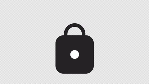 Minimal Black Padlock Closing Security Icon 4K Loop Alpha Stock-Footage 338326482