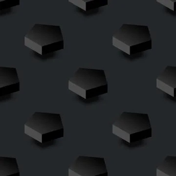Minimal black seamless pattern background. Geometric 3D figures on dark field Stock Illustration