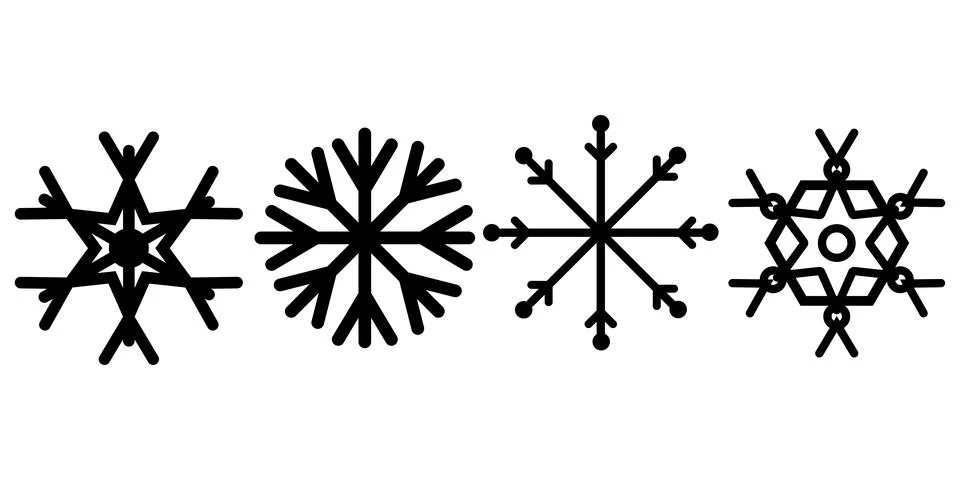 Minimal black snowflake icon set Stock Illustration