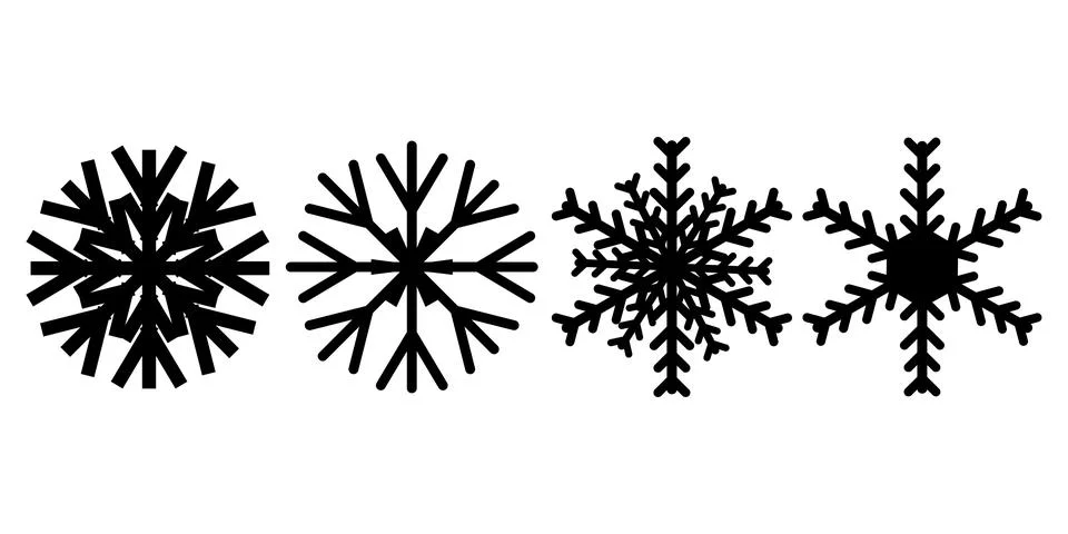 Minimal black snowflake icon set Illustrazione stock