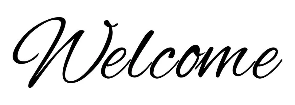 Minimal black stroke frame with welcome lettering (free font) Stock Illustration