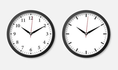 Minimal black wall clock isolated on white background,  vector illustration Stock Illustration