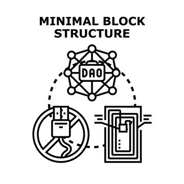 Minimal block structure decentralized autonomous organization concept Stock Illustration