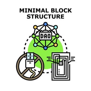 Minimal block structure decentralized autonomous organization concept Stock Illustration