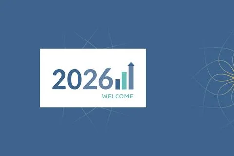 Minimal Blue 2026 Welcome Logo with Clean Line Elements  Vector Illustration Stock Illustration