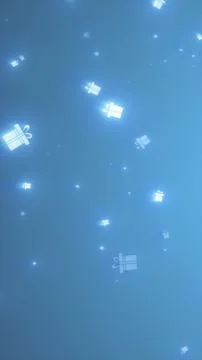 Minimal blue background with glowing floating gift icons, symbolizing celeb.. Stock Illustration