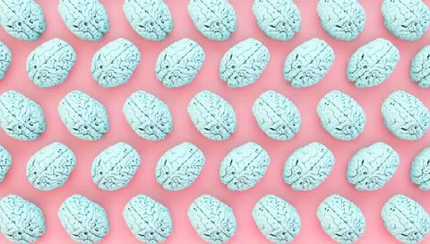 Minimal blue brain collection Stock Illustration