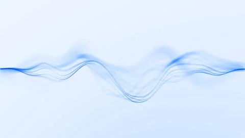 Minimal blue flowing wave on soft gradient background with clean abstract m.. Stock Illustration