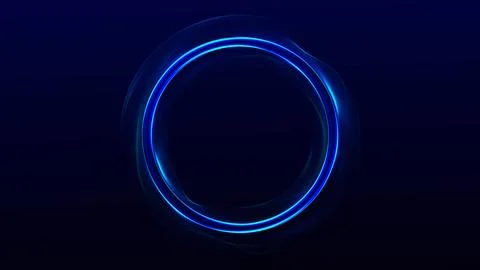 Minimal blue glowing ring on dark background. Clean abstract tech circle wi.. 스톡 일러스트