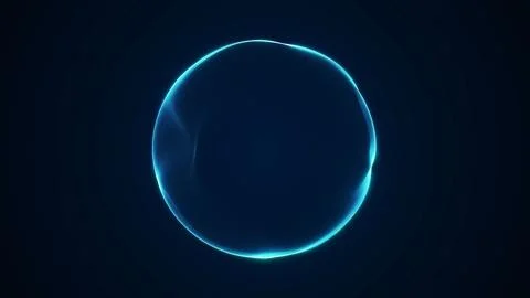 Minimal blue glowing sphere on dark background for AI interface, clean tech.. Stock Illustration