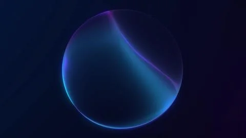 Minimal blue gradient sphere with soft glow on dark background. Futuristic .. Stock Illustration