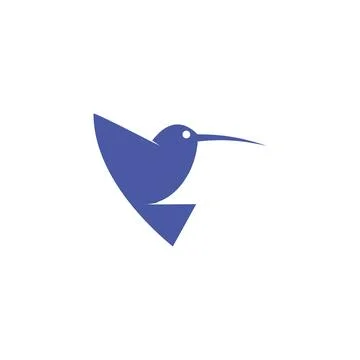 Minimal Blue Hummingbird Logo Vector Icon Stock-Illustration