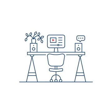 Minimal blue linear simple workplace Stock Illustration