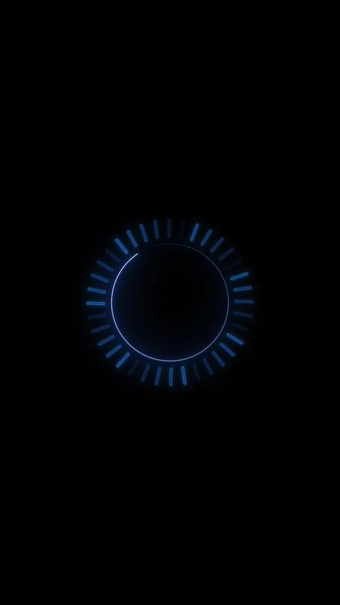 Minimal blue loading spinner circular progress bars, dark black background, clea Stock Footage 340569737