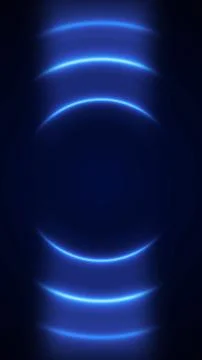 Minimal blue neon arc layers on dark background, futuristic vertical frame .. Stock Illustration