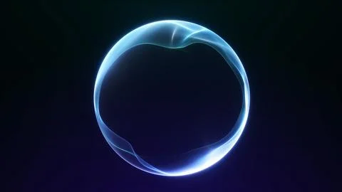 Minimal blue neon ring on black background with clean glowing edges, ideal .. Stock Illustration