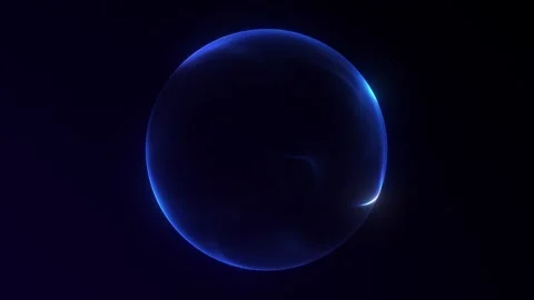 Minimal Blue Neon Sphere with Subtle Digital Mesh Surface and Soft Light Ed.. 库存影片 330950668