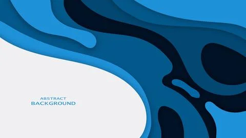 Minimal blue papercut background, dynamic wave smooth motion, geometric ele.. Stock Illustration