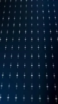 Minimal blue plus grid on dark background, abstract futuristic technology p.. Stock Illustration